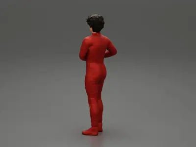 motorbiker holding his helmet with both hands 3D print model