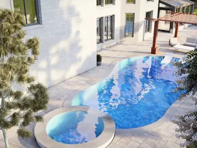 Modern Spanish Revival luxury house design 3D model