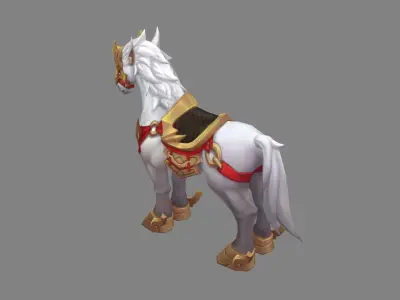 Cartoon white horse mount Low-poly 3D model