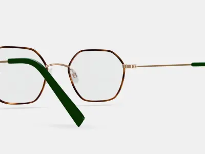 Murrow Eyeglasses in Oak Barrel with Polished Gold 3D model
