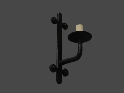 Game ready simple low poly wall candle stick holder Low-poly 3D model