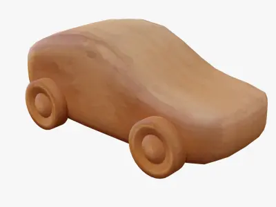 Wooden car Low-poly 3D model