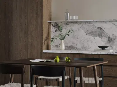 Modern living room dining room interior scenes 168 3D model