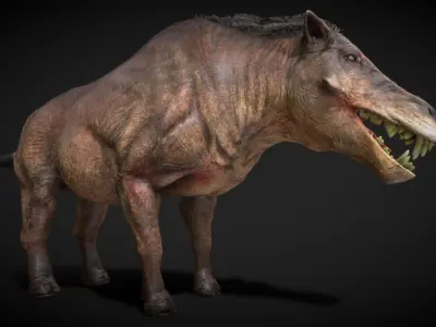 Daeodon Low-poly 3D model