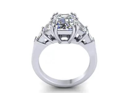 Three Stone Emerald Ring V3 3D print model
