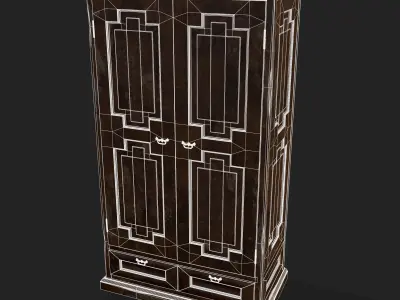 Rustic Medieval Wardrobe Low-poly 3D model