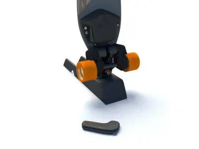 SkateBoosted electric skateboard with orange wheels Low-poly 3D model