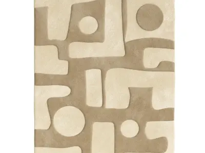 Hadessa Textured Geometric Rug 3D model
