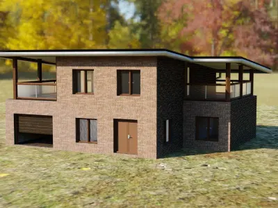 House simply Geometry nodes Blender 3 Low-poly 3D model