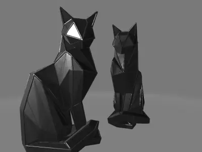 Minimalist Geometric Cat Sculptures 3D print model