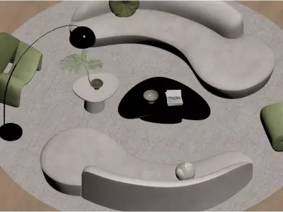 Modern Curved Sofa 3D model