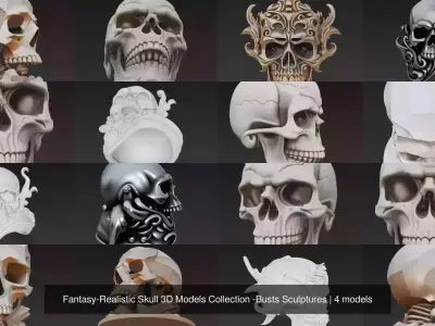 Fantasy-Realistic Skull 3D Models Collection -Busts Sculptures