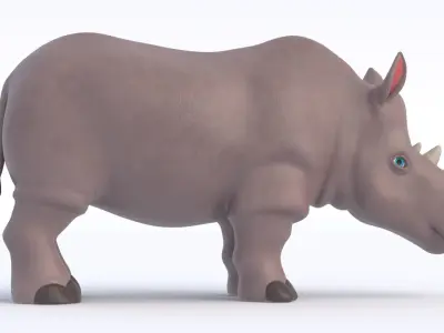 Cartoon Rhino Low-poly 3D model