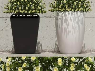 Plant planter with flowers 3D model