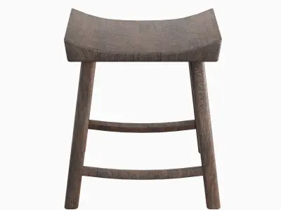 Old Wooden Chair Set Low-poly 3D model