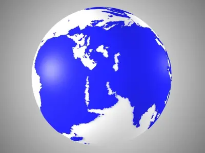 Solid Color Dark Blue White Globe 3D model
