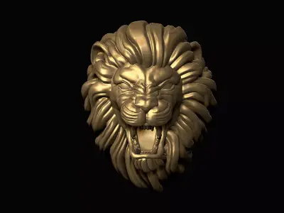 Furious Lion Head 3D print model