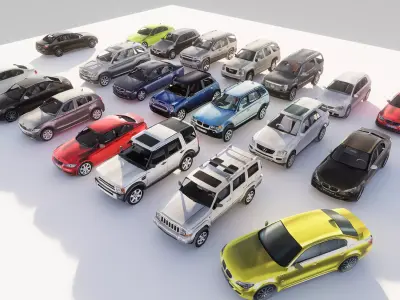 Low Poly Parking lot cars Low-poly 3D model