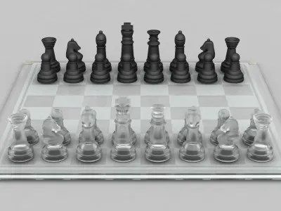BOARD GAME---Glass Chessboard Low-poly 3D model