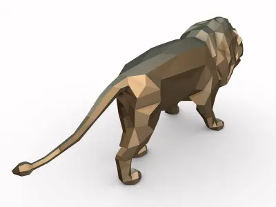 lion low poly golden 3D print model