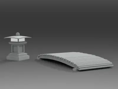 Bridge with a flashlight Low-poly 3D model