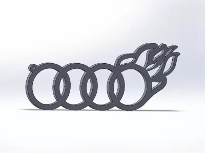 audi keychain logo fire oriktown 3D print model