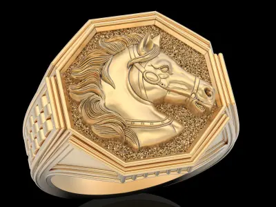Horse Man Ring silver gold printable jewelry 3D print model