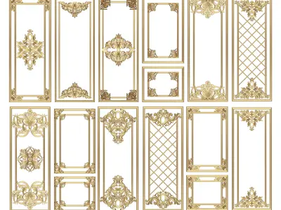 Collection of Boiserie Decoration Panels 02 Low-poly 3D model