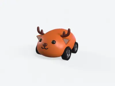 Cartoon Deer Car Cute Low-poly 3D model