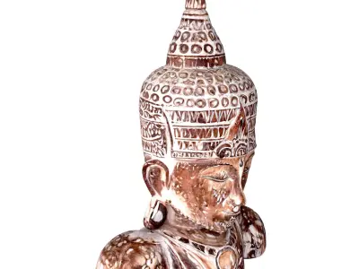 Large Carved White Buddha Head 3D model