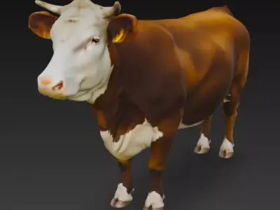 Brown and White Cow Low-poly 3D model