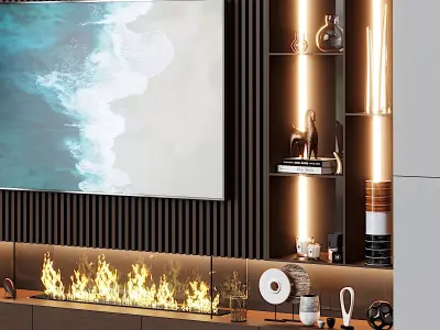 TV Wall set 173 3D Model 3D model