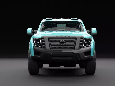 Nissan 4x4 Car Metallic Blue Sky Low-poly 3D model