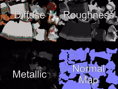 Traditional Embroidered Dress model pack Low-poly 3D model