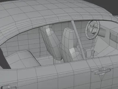 Generic Sedan Car With Interior Lowpoly 3D Model Low-poly 3D model