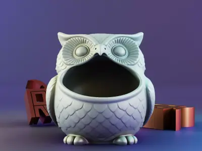 Owl Sculpture Desk Organizer Entryway Key Holder 3D print model