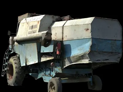 Detailed old harvester 3D model