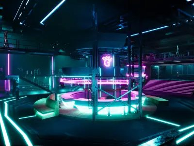 Cyberpunk Underground Pub Environment Prop Pack Low-poly 3D model