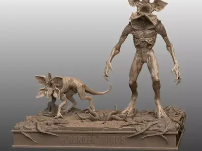 Demogorgon And Demodog Stranger Things Diorama 3D Print Model 3D print model