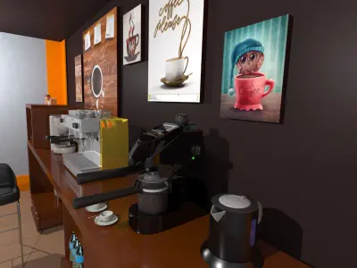 coffe bar Low-poly 3D model