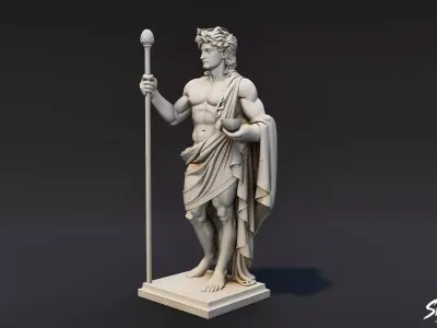 Dionysus Statue Low-poly 3D model