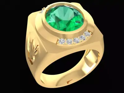 Luxury Round Gemstone Men Ring  2158 3D print model
