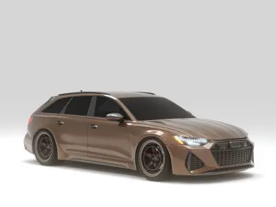 Audi RS 6 Avant with Bike and Roofbox 3D model