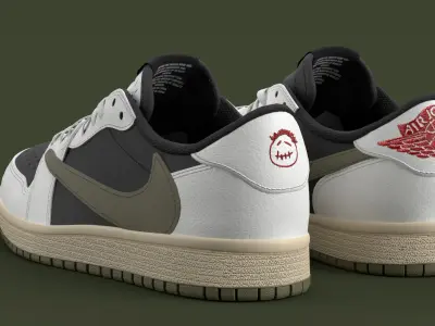 Travis Scott x Air Jordan Olive Low-poly 3D model