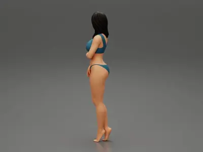 Girl in bikini standing 3D print model