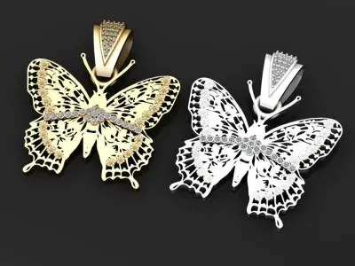 butterfly pendant 3D printable model  3D print model