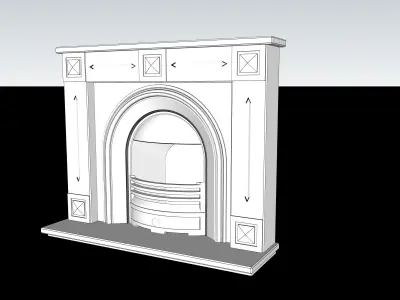 Polished Concrete Mantelpiece with open metal fireplace 3D model