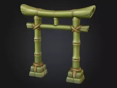 Bamboo Torii Gate Low-poly 3D model
