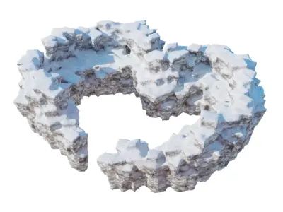 Love Hills heart shape terrain landscape with snow and ice 3D model