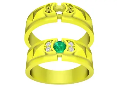 Modern Three Stone Band Ring 3D Jewelry Model 4295 3D print model